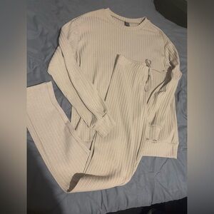 Nude Ribbed Lounge Set
